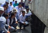 Luis Valdez, gobernador regional, y el ministro de la Producción Piero Ghezzi, inspeccionan obras en Puerto Morín.