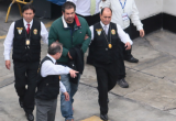 Martín Belaunde cuando es trasladado al Poder Judicial de Lima. (Foto Andina)