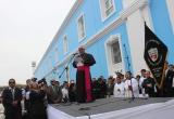 Arzobispo de Trujillo, monseñor Miguel Cabrejos, en acto de refundación del colegio Seminario. (Foto cortesía)