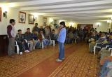 Pobladores y campesinos en asamblea en la municipalidad de Santiago de Chuco. (Foto cortesía)