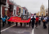 Administrativos en huelga de la UNT marcharon en protesta. (Foto RPP)