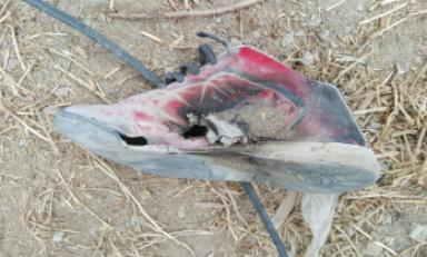 La descarga fue tan fuerte que destruyó su zapatilla. Foto: Trujillo en Línea