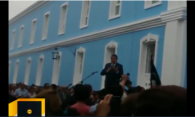Candidato presidencial Alan García estuvo esta mañana en Trujillo. (Foto captura video)