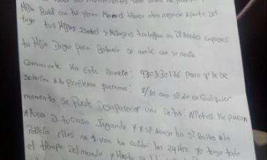 Carta que enviaron los hampones a sus víctimas. Foto: Trujillo en Línea