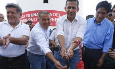 El presidente Ollanta Humala y el ministro de Vivienda, Milto von Hesse, inauguraron esta tarde seis obras de agua y saneamiento en Casa Grande.