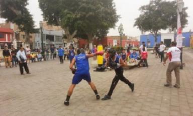 Llamativa exhibición de box realizó el IPD La Libertad en la plazuela El Recreo. (Foto IPD)