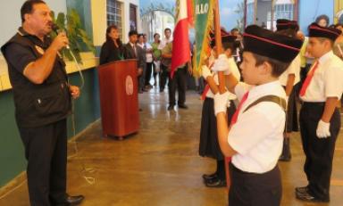 Los brigadieres escolares de la IE Santa María de Guadalupe fueron juramentados. (Foto cortesía MPT)
