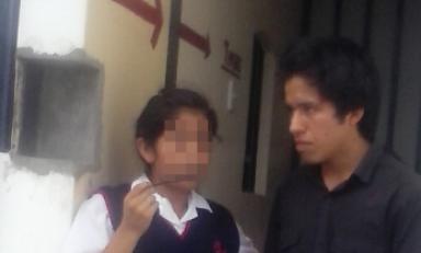 Menor intervenida junto a un taxista cuando pretendían ingresar a un hostal. (Foto cortesía MPT)