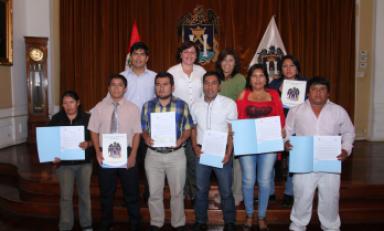 Miembros del comité recibieron acreditaciones en la Municipalidad Provincial de Trujillo. (Foto: Difusión)