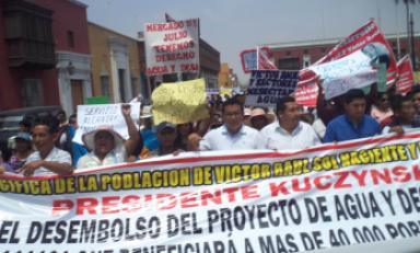 Marcha fue encabezada por autoridades distritales y del centro poblado. Foto: Trujillo en Línea