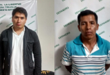 Estos son los dos sujetos que llevaban en su equipaje más de 40 kilos de marihuana. (Foto cortesía PNP)