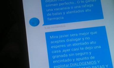 Mensajes extorsivos que recibió el alcalde Javier Rodriguez. Foto: Trujilloenlinea.pe