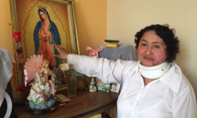 La maestra María Rodríguez Grados vive una tragedia, ha sido sometida a 55 operaciones tras el incendio de la combi en que viajaba.(Foto Trujillo en Línea)