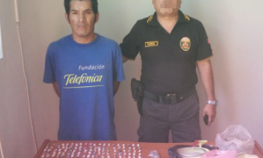 Detenido y droga incautada. Foto: PNP
